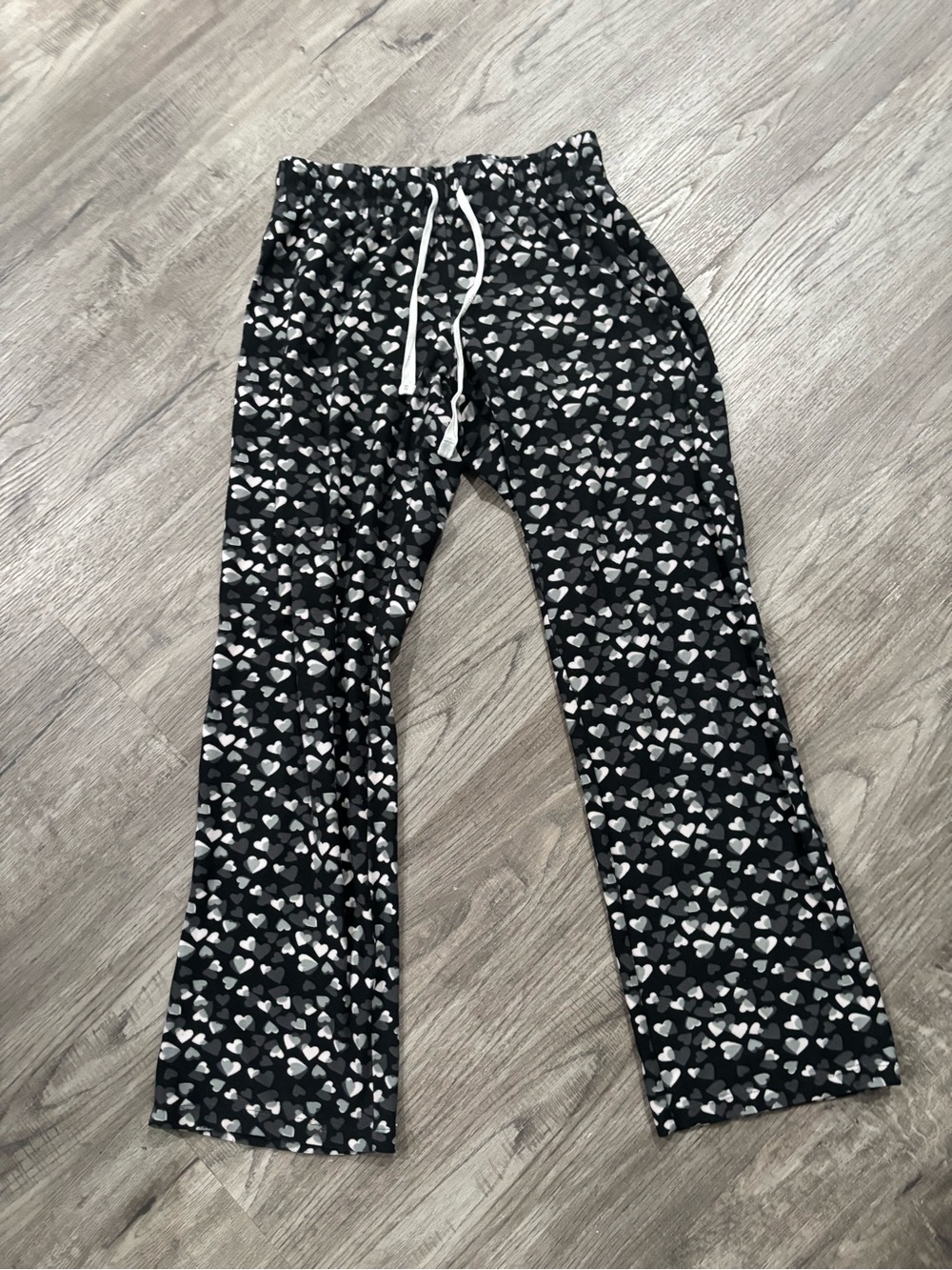 Calvin Klein Black Sweatpants with White Heart Print - Coquette style